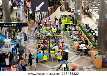 BUDAPEST, HUNGARY - AUG 27, 2014: Restaurant in West End City Center, a shopping centre in Budapest, Hungary. it is the former largest mall in Central Europe and it was opened on Nov 12, 1999
