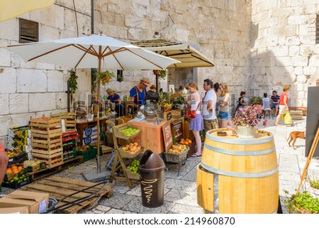 SPLIT, CROATIA - AUG 22, 2014: Historical Complex in Split, Croatia. UNESCO World Heritage