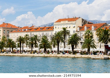 SPLIT, CROATIA - AUG 22, 2014: Coastline of Split, Croatia. Split is the largest city of the region of Dalmatia and a popular touristic destination