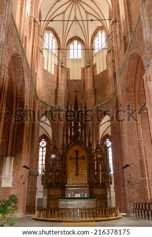 RIGA, LATVIA - SEP 7, 2014:   St. Peter\'s Church is a Lutheran church in Riga, the capital of Latvia, dedicated to Saint Peter.