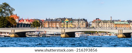 STOCKHOLM, SWEDEN - SEPTEMBER 7, 2014: Architecture of Stockholm, Sweden. Stockholm is the capital of Sweden and the most populous city in Scandinavia, and a popular touristic destination
