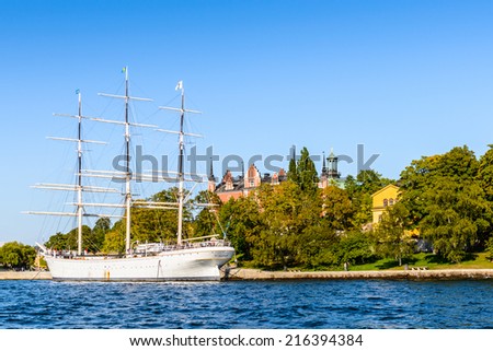 STOCKHOLM, SWEDEN - SEPTEMBER 7, 2014: Djurgarden Island, island in central Stockholm, which is home to historical buildings and monuments, museums.