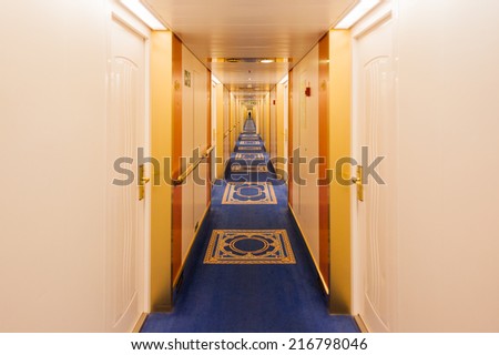 STOCKHOLM, SWEDEN - SEP 7, 2014: Passage at the  Cruiseferry of the Estonian company Tallink. It is one of the largest passenger and cargo shipping companies in the Baltic Sea region