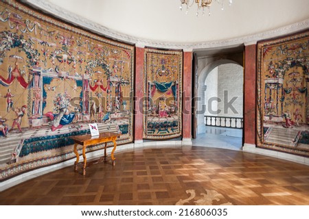 STOCKHOLM, SWEDEN - SEP 7, 2014: One of the rooms at the Stockholm City Hall, Sweden. It is the venue of the Nobel Prize banquet and one of Stockholm\'s major tourist attractions.