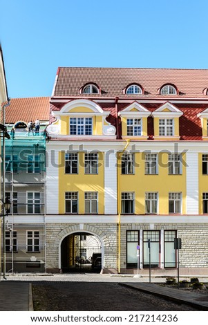 Architecture on the City Hall square in the Historical Centre of Tallinn, Estonia. It\'s part of the UNESCO World Heritage site