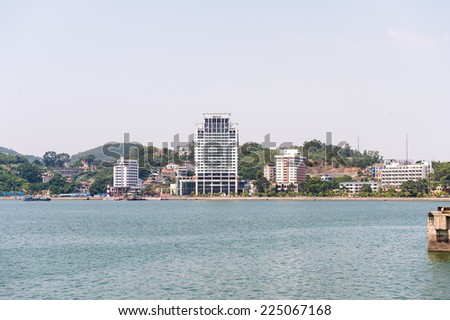 HA LONG CITY, VIETNAM - SEP 23, 2014: Port of the Halong city where many touristic boat start jorneys over the Halong bay which is UNESCO World heritage