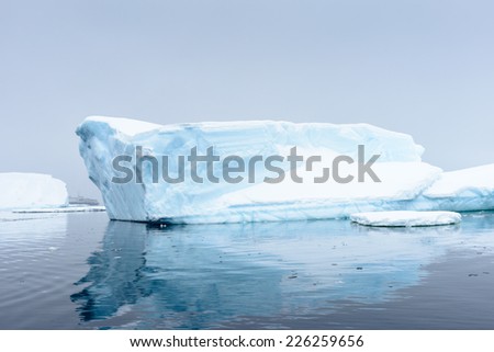 Beautiful landscape of icebergs, snow and ice of Antarctica