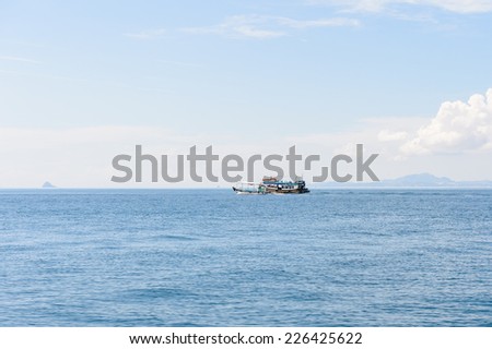 NHA TRANG, VIETNAM - SEP 30, 2014: Boat sail on the  South China Sea, Vietnam. South China Sea is 3,500,000 square kilometres