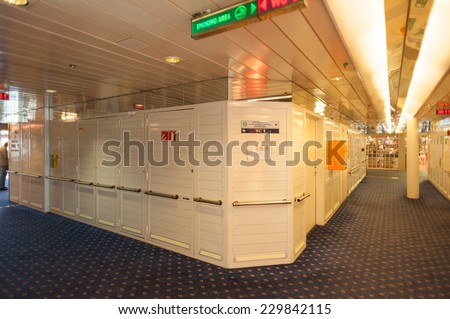 TALLINN, ESTONIA - SEP 7, 2014: Passage at the Cruiseferry of the Estonian company Tallink. It is one of the largest passenger and cargo shipping companies in the Baltic Sea region