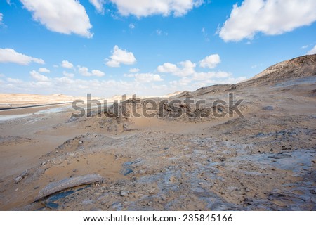 Desert around the Crystal Mountain between the Bahariya and Farafra Oasis in Egypt