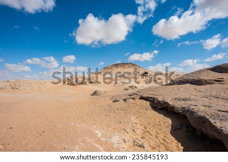 Desert around the Crystal Mountain between the Bahariya and Farafra Oasis in Egypt