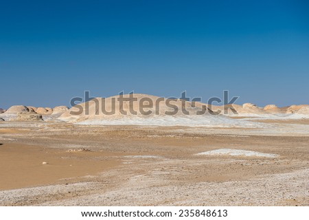 Landscape of the Rock formations at the Western White Desert National Park of Egypt
