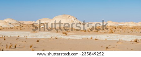 Landscape of the Rock formations at the Western White Desert National Park of Egypt