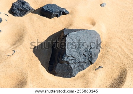 Black rocks of the Black Desert in Egypt