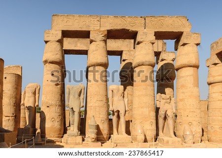 Columns of the Luxor Temple, a large Ancient Egyptian temple, East Bank of the Nile, Egypt. UNESCO World Heritage