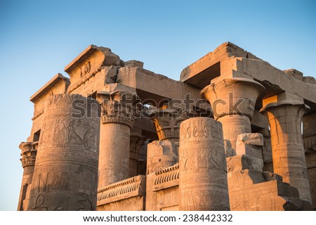 Temple of Kom Ombo during the sunset, Egypt. It\'s dedicated to the crocodile god Sobek and the falcon god Haroeris