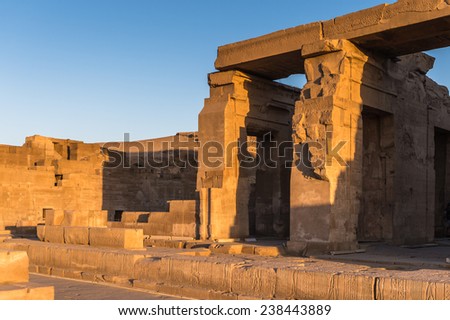 Temple of Kom Ombo during the sunrise, Egypt. It\'s dedicated to the crocodile god Sobek and the falcon god Haroeris