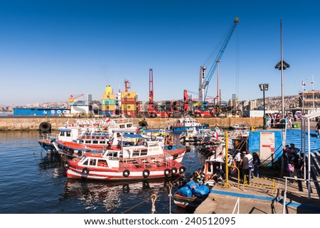 VALPARAISO, CHILE - NOV 9, 2014: Port of Valparaiso. Valparaiso is an important port city on the Pacific Coast of Chile.