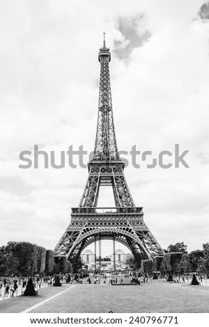 PARIS, FRANCE - JUN 17, 2014: Eiffel Tower in Paris, France. The Eiffel tower was created by Gustave Eiffel and the construction was completed in 1889
