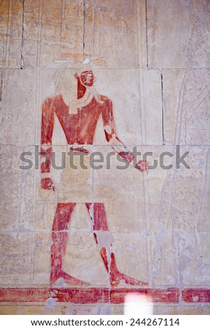 Drawings of the Queen Hatshepsut\'s temple (Dayr el-Bahari or Dayr el-Bahri), part of the Theban Necropolis.