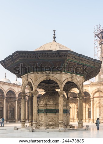 CAIRO, EGYPT - DEC 5, 2014: The great Mosque of Muhammad Ali Pasha or Alabaster Mosque commissioned by Muhammad Ali Pasha between 1830 and 1848