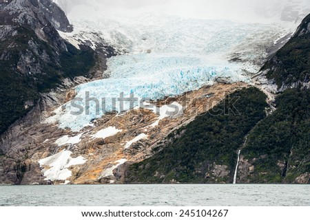 Glacier and black mountain Balmaceda in the Bernardo O\'Higgins National Park, Chile, South America