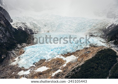 Glacier and black mountain Balmaceda in the Bernardo O\'Higgins National Park, Chile, South America