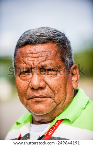 SAN JOSE, COSTA RICA - JAN 6, 2012: Unidentified Costa Rican serious man. 65.8% of Costa Rican people belong to the White (Castizo) ethnic group