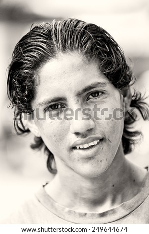 SAN JOSE, COSTA RICA - JAN 6, 2012: Unidentified Costa Rican young man portrait. 65.8% of Costa Rican people belong to the White (Castizo) ethnic group
