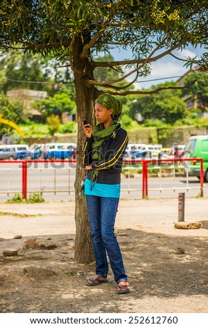 OMO, ETHIOPIA - SEPTEMBER 21, 2011: Unidentified Ethiopian girl in the street. People in Ethiopia suffer of poverty due to the unstable situation