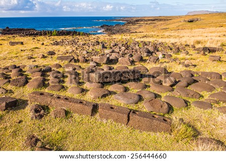 Stones on the Easter Island, Chile