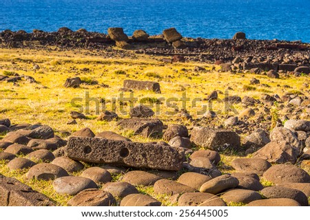 Stones on the Easter Island, Chile