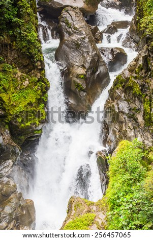 Waterfall in Cascades route, Banos, Ecuador