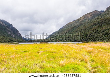 Landscape of the Cajas National Park (Parque Nacional Cajas), a national park in the highlands of Ecuador