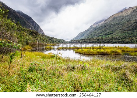 Landscape of the Cajas National Park (Parque Nacional Cajas), a national park in the highlands of Ecuador
