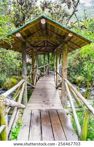 Bridge of the Cajas National Park (Parque Nacional Cajas), a national park in the highlands of Ecuador