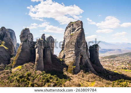 Meteora mountains, Thessaly, Greece.  UNESCO World Heritage List