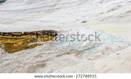 Natural travertine terraces and pools in Pamukkale ,Turkey (Cotton Castle). UNESCO World Heritage