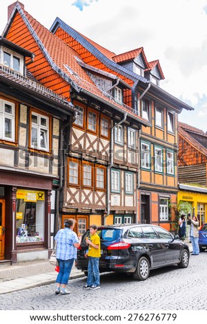 WERNIGERODE, GERMANY - MAY 4, 2015: Colorful houses in Wernigerode, Germany. Wernigerode was the capital of the district of Wernigerode until 2007