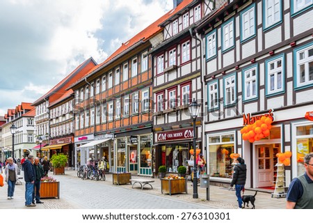 WERNIGERODE, GERMANY - MAY 4, 2015: Architecture in Wernigerode, Germany. Wernigerode was the capital of the district of Wernigerode until 2007