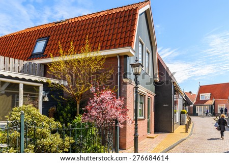 VOLENDAM, NETHERLANDS - MAY 2, 2015: Architecture of Volendam, Netherlands. Volendam is a popular touristic destination in North Holland