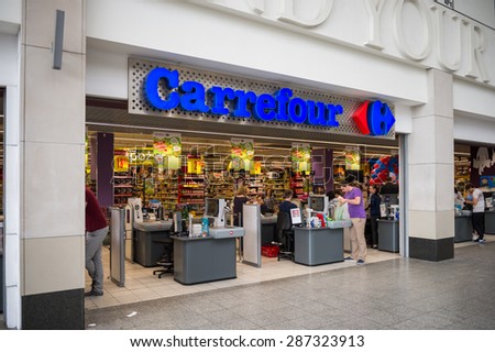 KRAKOW, POLAND - MAY 30, 2015: Interior of the Galeria Krakowska city mall Krakow, Poland. Galeria Krakowska has 270 specialty shops, cafes, and restaurants