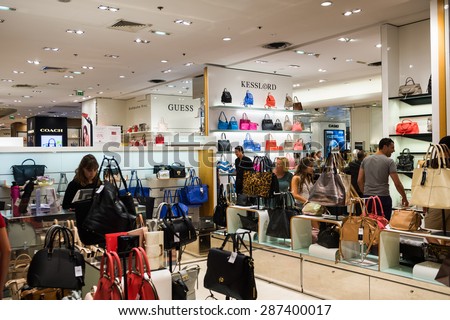 PARIS, FRANCE - JUN 6, 2015: First floor at the Galeries Lafayette city mall. It was open in 1915