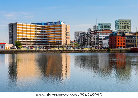 ANTEWERP, BELGIUM - JUN 5, 2015: Modern architecture in Antwerp, Belgium. Antwerp is the capital of Antwerp province and the most populous city in Belgium