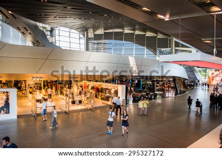 MUNICH, GERMANY - JULY 1, 2015: BMW Welt, a customer experience and exhibition facility of the BMW AG, Munich, Germany