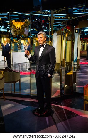 PRAGUE, CZECH REPUBLIC - JUNE 29, 2015: George Clooney, actor, Grevin museum. Grevin is the museum of the wax figures in Prague
