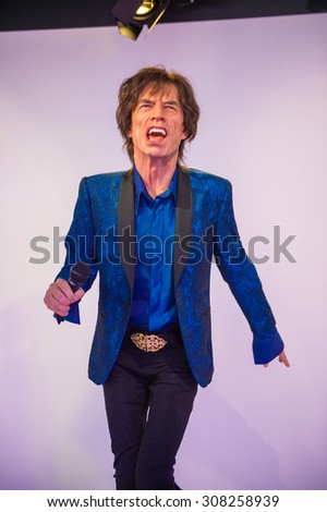 PRAGUE, CZECH REPUBLIC - JUNE 29, 2015: Mick Jagger, Grevin museum. Grevin is the museum of the wax figures in Prague
