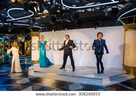 PRAGUE, CZECH REPUBLIC - JUNE 29, 2015: Show business in the Grevin museum. Grevin is the museum of the wax figures in Prague