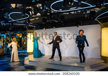 PRAGUE, CZECH REPUBLIC - JUNE 29, 2015: Show business in the Grevin museum. Grevin is the museum of the wax figures in Prague