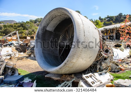 LOS ANGELES, USA - SEP 27, 2015: Plane crash set for the 